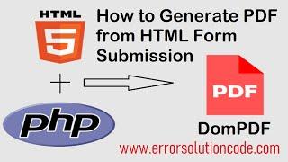 How to Generate PDF from HTML Form Submission | HTML | PHP | DomPDF