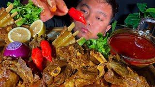 EATING SPICY MUTTON CURRY & RED KING CHILLIES️ || MUKBANG