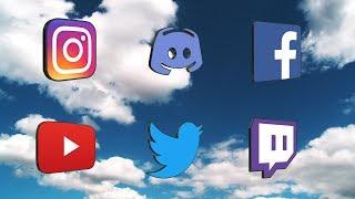 3D Free Logos: Facebook, Instagram, YouTube, Twitter, Twitch, Discord on Green Screen