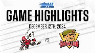 OHL Highlights: Niagara IceDogs @ North Bay Battalion Dec. 12, 2024