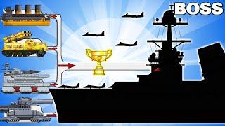 MEGA BOSS: AIRCRAFT CARRIER SHIP vs MEGA TANK - Cartoons about tank/Nina tank cartoon