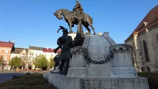 The monumental ensemble Matia Corvin or Matthias Corvinus Monument. - Cluj-Napoca Romania - ECTV