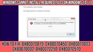 How to FIX Windows Cannot Install Required Files on Windows 10/11 SOLVED!! #Windows10 #WIndows11