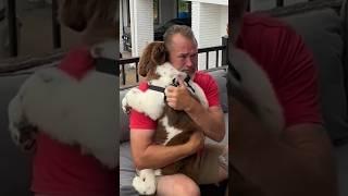 Dad breaks down into tears after family surprises him with new puppy ️