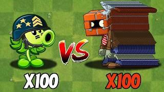 PVZ 2 - Every 100 Plants Level 1 vs 100 Brickhead Zombies - Who Will Win?