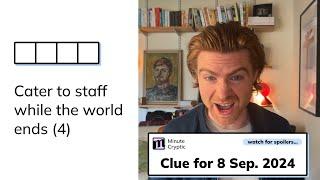 Minute Cryptic Clue #75 for 8 September 2024: Cater to staff while the world ends (4)