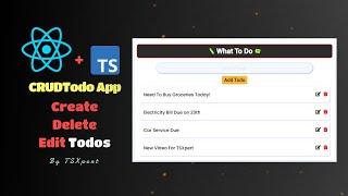 CRUD Todo App | React Typescript Project | Create TODO Web App With ReactJs + Typescript | Tutorial