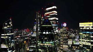 [4K] City of London Skyscrapers at Night | Drone
