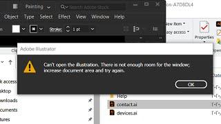 can't open the illustration there is not enough room for the window increase document area and try
