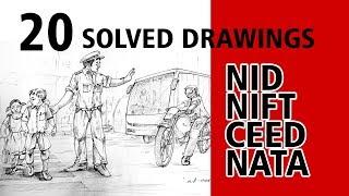20 MEMORY DRAWINGS FOR NID/NIFT/CEED/NATA Examination