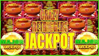 The Most Craziest RETRIGGERS You Will See! MAJOR JACKPOT Happy & Prosperous Dragon Link Slot