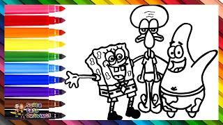 Draw and Color SpongeBob with His Friends  Drawings for Kids