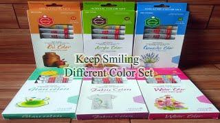 Keep Smiling Different Color set #acrylic #gouache #glass #fabriccolour #oil #water #iplanetpedia