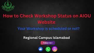 How to Check Workshop Schedule | AUTUMN 2024 | AIOU