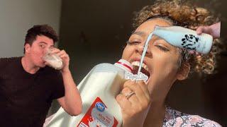 Milk chug challenge!! (I threw up @ the end)