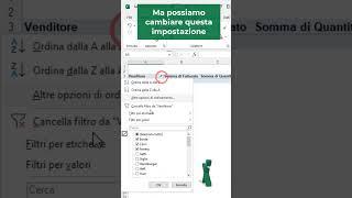 EXCEL TRUCCHI: 🟢Tabelle pivot: filtri sempre puliti #shorts
