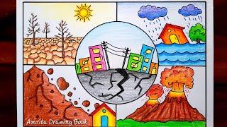 International Day for Disaster Reduction Drawing-13th Oct | Types of Natural Disaster Drawing easy