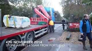 Stone arriving to Slindon for Jon Edgar NT Northwood Marker Stone Sculpture