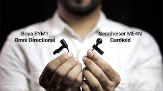 Boya M1 vs Sennheiser ME4 lavalier microphone | Omni-directional vs Cardioid pattern