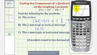 Quadratic Functions - Find Vertex and Intercepts Using the Graphing Calculator