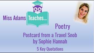 Postcard from a Travel Snob by Sophie Hannah - 5 Key Quotations!