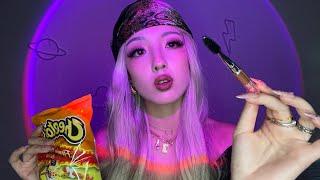 ASMR | Hot Cheeto Girl Does Your Makeup at a Sleepover (WLW, Face Touching Skincare/Makeup Roleplay)