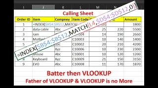 Index Match alternative of Vlookup in excel