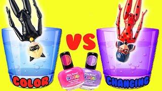 Miraculous Ladybug and Cat Noir DIY Color Changing Nail Polish Custom!! Crafts for Kids