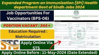 How to Apply for Vaccinator Jobs 2024 in Sindh Health Department | Easy Online Registration via STS
