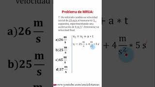 Problema de MRUA – velocidad final (parte 2) #despeje #formula