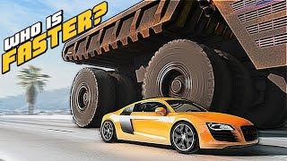 Insane mining dumper vs everyone in Beamng drive - Which is faster?