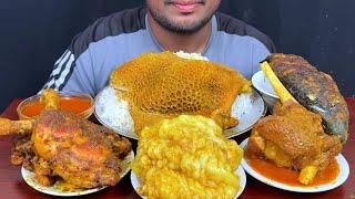 ASMR: Eating Oily Mutton Fat Curry, Mutton Leg, Chicken Full Leg, Beef Boti with Rice || Eating Show