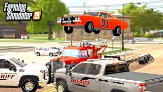 DUKES OF HAZARD ROLEPLAY! GENERAL LEE JUMPS SHERIFF (MULTIPLAYER) | FARMING SIMULATOR 2019