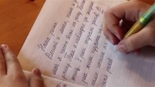 Ребенок пишет итоговый диктант "Наша речка"