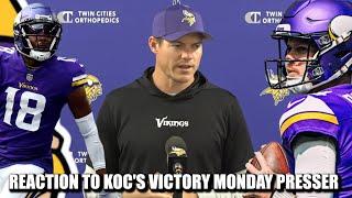 Reaction to Minnesota Vikings Head Coach Kevin O'Connell's Victory Monday Presser After Packers Win