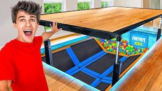 I Built a SECRET Trampoline Park in My Room!