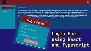 React JS Tutorial - Basic to Advance   Login Form using React and Typescript