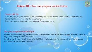 Lesson - 09 : Eclipse IDE - Run Java program outside Eclipse