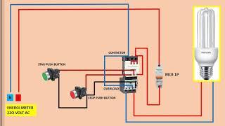 contactor self holding with push button, start stop button, on off button