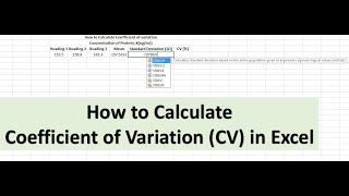 How to calculate coefficient of variation (CV %) in excel