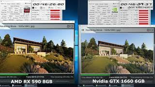 Lumion 8 Exterior Render Time Nvidia GTX 1660 6GB VS AMD RX 590 8GB