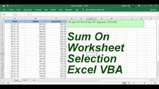 Sum On Worksheet Selection  Excel VBA