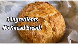 3 Ingredients NO KNEAD BREAD, Easiest Homemade Bread 