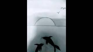 Beautiful drawing on beach scene #Yuvisplayworld #ytshorts #shortvideo