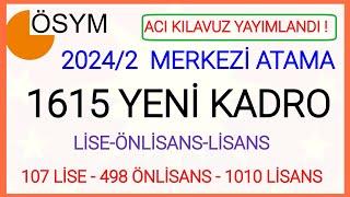 MERKEZİ ATAMA 1610 KİŞİLİK KADRO TERCİH  KILAVUZ YAYIMLANDI LİSE-ÖNLİSANS-LİSANS BAŞVURU DETAYI NE