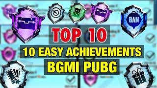 TOP 10 | top 10 easy achievements pubg mobile | top 10 easy achievements bgmi | top 10 achievements