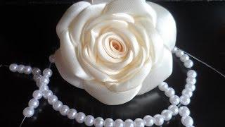 hand made : Роза из атласной ленты / D.I.Y. Rose of Satin ribbon