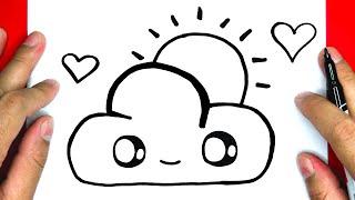 HOW TO DRAW CUTE CLOUD WITH SUN, DRAW CUTE THINGS