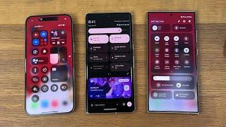 Apple iOS 18 vs Google Android 15 vs Samsung OneUI 6.1 - Control Centre