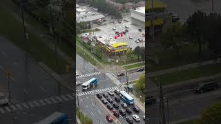 iPhone 14 Pro Max Video of YRT 23 Bus Turning onto Busy Toronto Avenue. Bonus Rain ASMR. #shorts